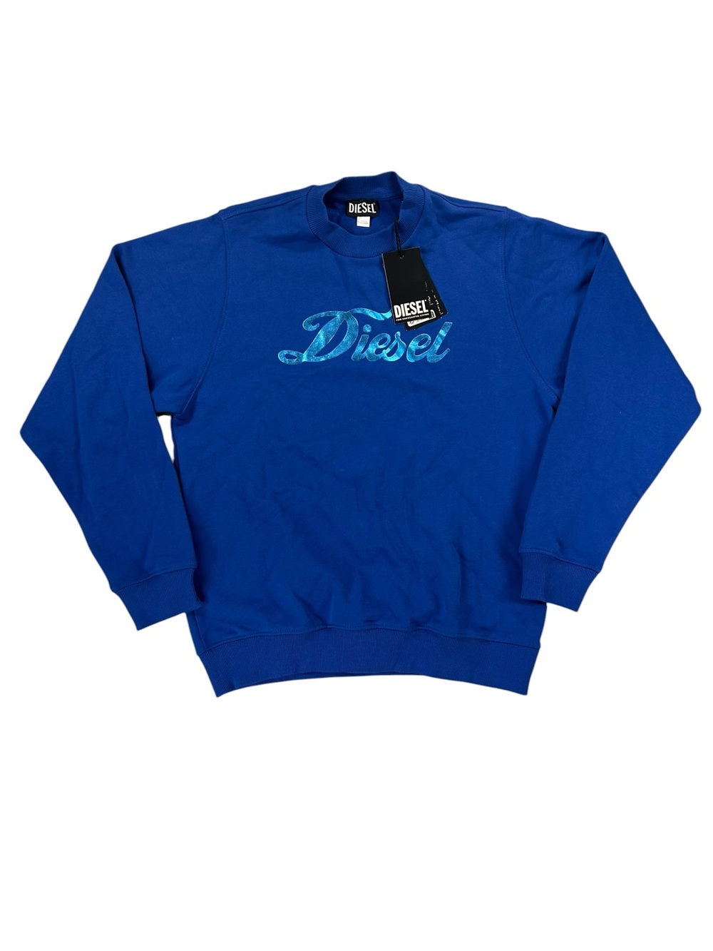 Diesel Men's Royal Blue Logo Crewneck Sweatshirt XS